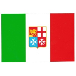STIKER "BANDIERA ITALIANA CON STEMMA REPUBBLICHE MARINARE" ADESIVA (DIM. 15x10 CM)