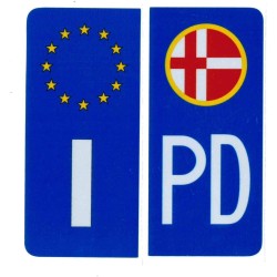 ADESIVI PER TARGA AUTO EUROPEA BLU CON SIMBOLO PADOVA - RIFRANGENTE