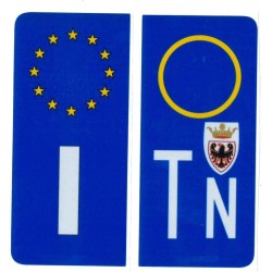 ADESIVI PER TARGA AUTO EUROPEA BLU CON SIMBOLO TRENTO - RIFRANGENTE