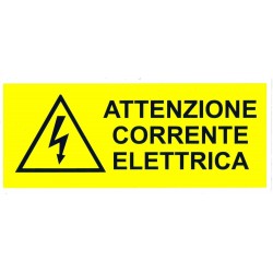 CARTELLONISTICA ADESIVA - ATTENZIONE CORRENTE ELETTRICA (DIM.15x6 CM)