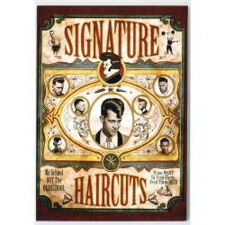 REPLICA TARGA VINTAGE SIGNATURE HAIRCUTS (DIM 20x14 CM) - CON BIADESIVO