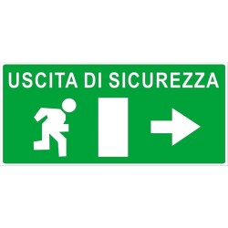 CARTELLONISTICA ADESIVA "USCITA SICUREZZA DX" 22,5x10,5 CM