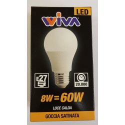 WIVA LED BASIC GOCCIA D60 OPALE 8W LUCE CALDA E27 800 LUMEN